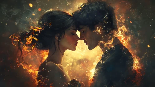 Intimate Embrace Immersed in Pyroluminescent Ethereal Firestorm