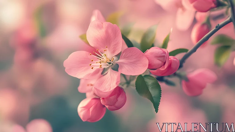 Pink Blossom Reverie: Spring's Tender Whispers.