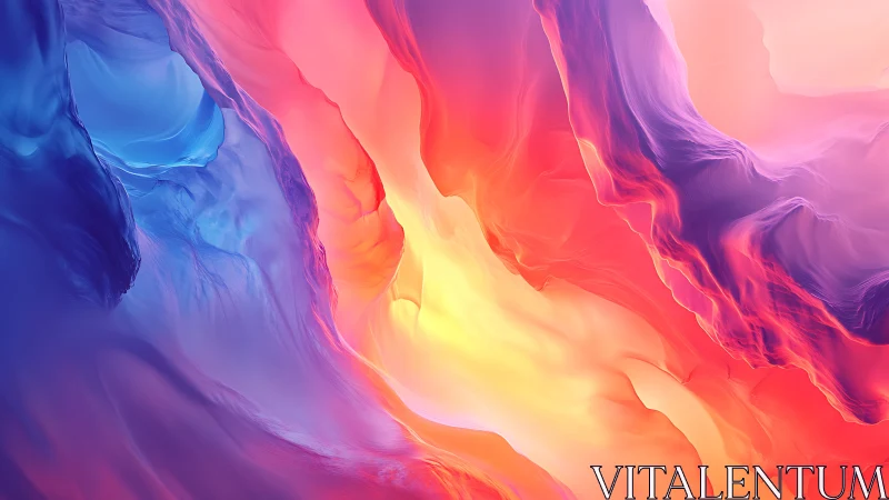 Luminous abstract canyon forms in radiant spectral gradients.