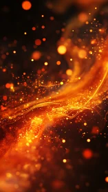 Golden particle flow through dark space. Abstract energy wave.