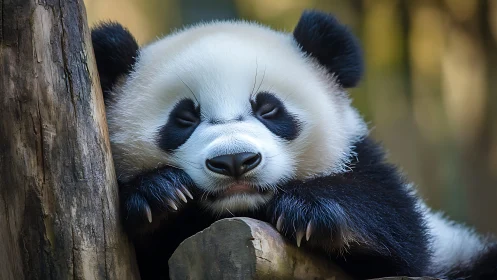 High-resolution telephoto capture of resting giant panda.