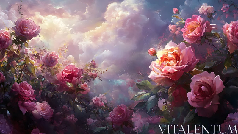 Roses Dreaming Through Celestial Gardens of Painterly Bliss