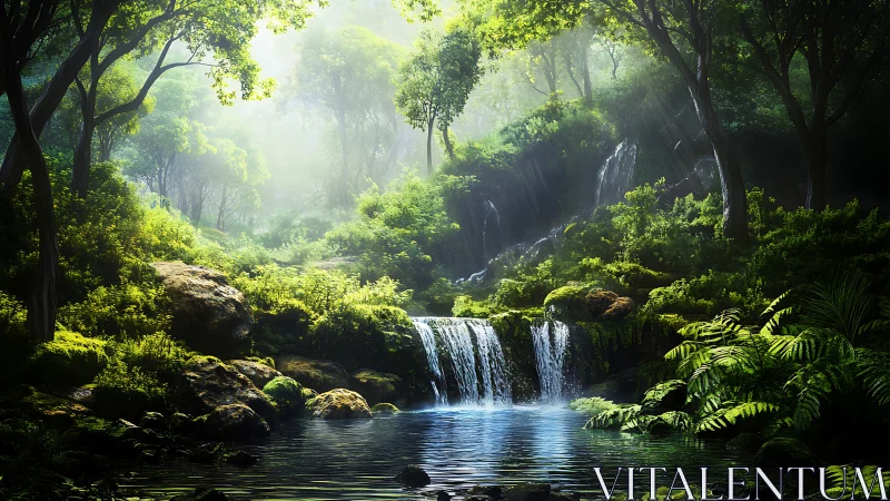 Misty Forest Waterfall Sanctuary.