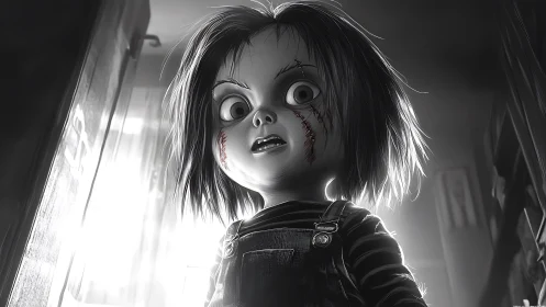 Tiny terror leans into the light with stitched-up defiance