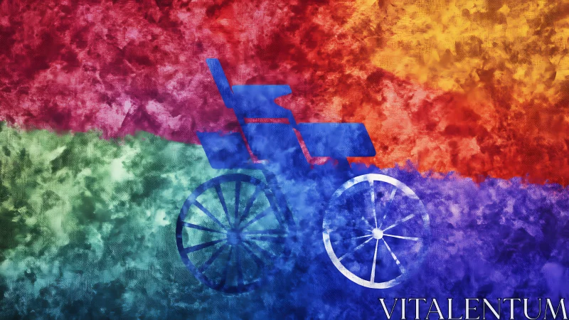 Wheelchair silhouette composite with color spectrum gradient overlay technique