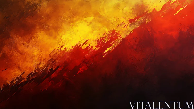Diagonal red and yellow abstract digital painting artwork.