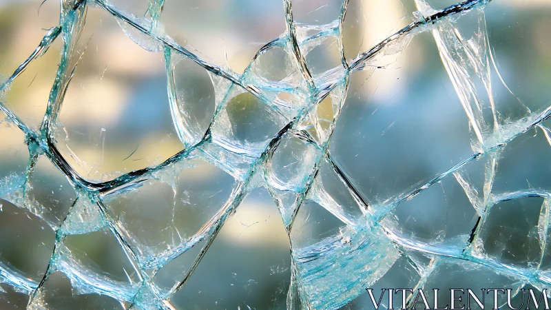 Shimmering cracked glass turns sharp fractures into quiet art