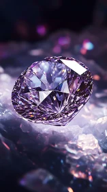 Amethyst-cut gemstone rendered with high-specular photorealism