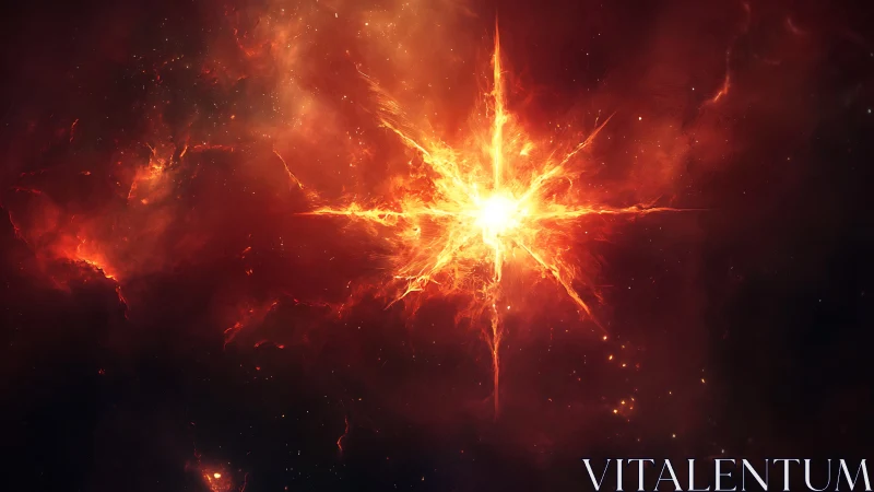 Stellar explosion radiates fiery plasma through deep space