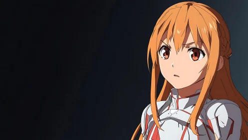 Strong-willed anime heroine standing in quiet resolve.