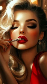 Velvety red glamour moment in soft cinematic close-up.