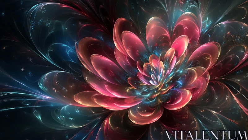 Radiant fractal flower blooms in luminous cosmic depths