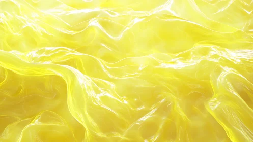 Abstract Yellow Silk Waves Digital Art with Luminous Effect.