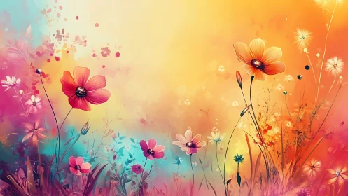 Wildflower Symphony Dances Through Luminous Gradient Realms