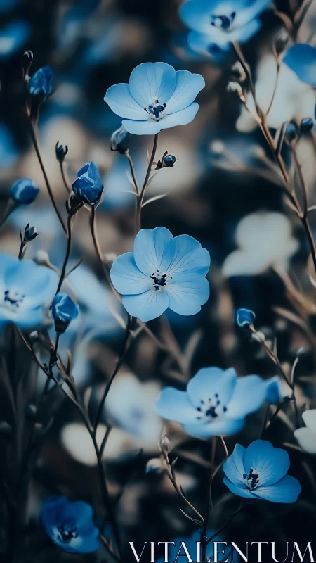 Blue flowering plant with unfocused background depth.