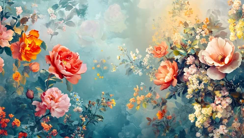 Stratified Floral Composition with Peonies and Complementary Blooms.