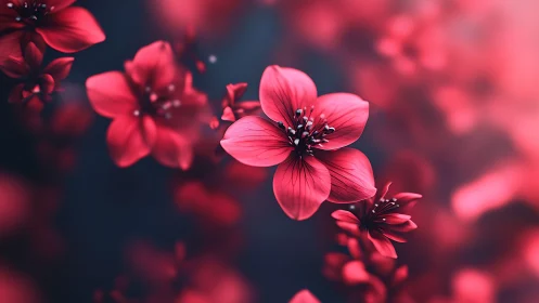 Macro Photography: Red Flower Petals with Deep Focus Depth and Blurred Background Composition