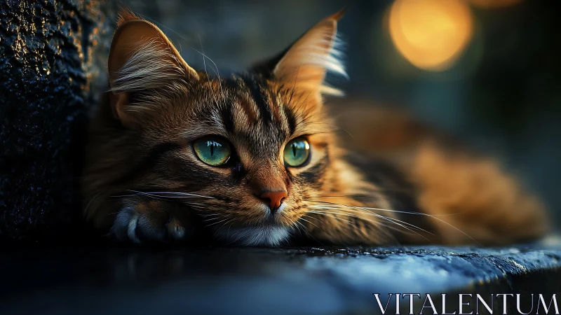 Emerald-Eyed Cat: A Moment of Quiet Reflection.