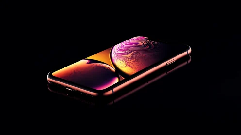 Dual smartphones with liquid holographic displays against black background