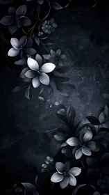 Ethereal Blooms Against Darkness: Monochromatic Floral Elegance.