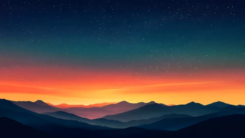 Aurora-kissed mountain waves under a dreamy ember horizon.