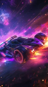 Neon hypercar drifts through cyber-charged plasma horizon