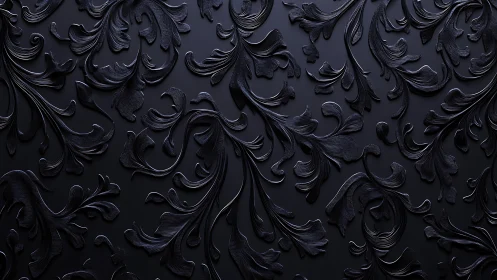 Dark embossed floral swirls on seamless ornamental surface.