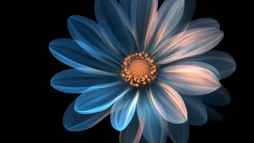 Luminous digital blossom glows in midnight petalscape.
