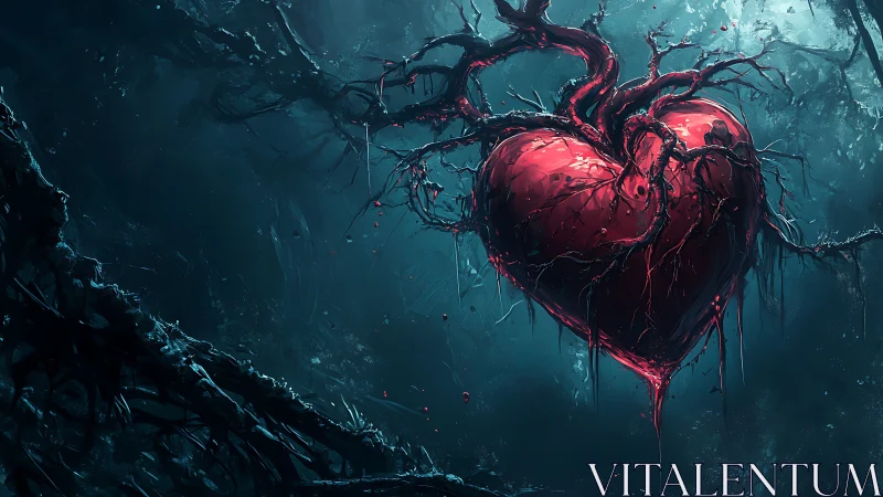 Bioluminescent Heart Organ in Aqueous Environment.