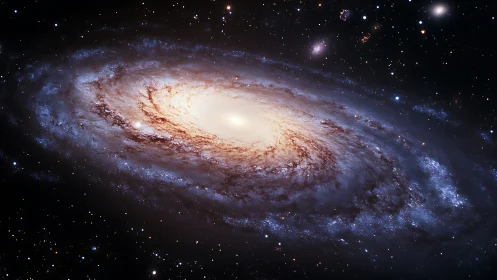 Luminous spiral galaxy swirls in deep space’s silent dark