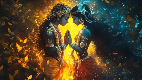Divine Connection: Luminous Spiritual Embrace.