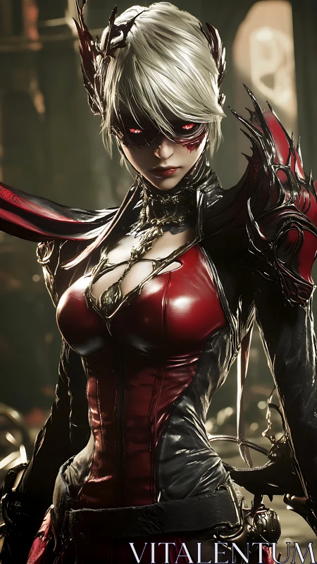 Armored vampire warrior rendered with high-gloss PBR materials