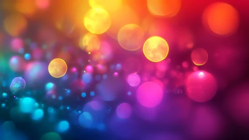 Chromatic bokeh orbs in radiant multicolor gradient field.