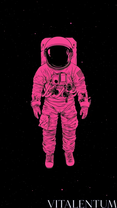 Neon Voyager Astronaut Floating Loudly Through Silent Space.