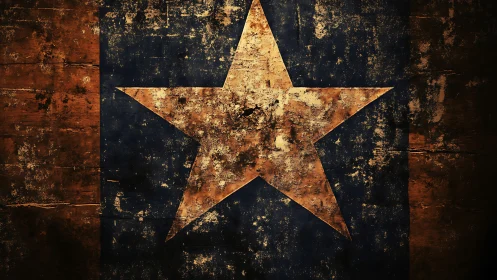 Weathered lone star blazing over battered rustic planks.