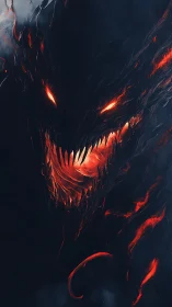 Infernal shadow-serpent grins wide with molten twilight