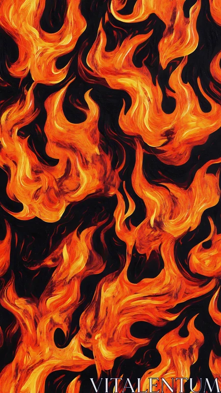Vivid Orange Flames Pattern Against Black Background