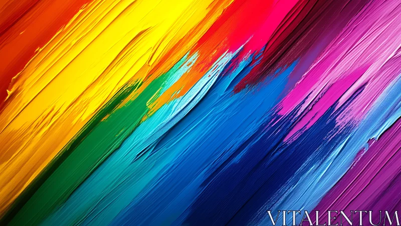Radiant rainbow brushstrokes sweep across vivid canvas.