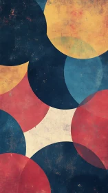 Retro geometric circles with distressed color fields.