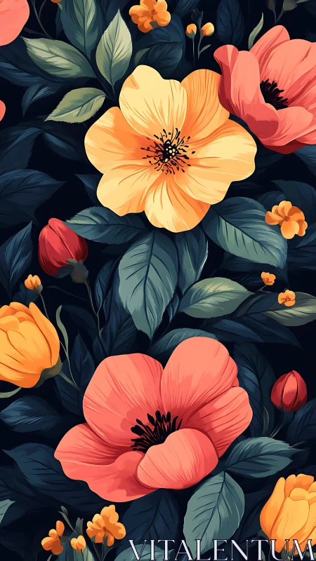 Large-Scale Floral Composition With Gradient Peony Structures and Layered Botanical Elements