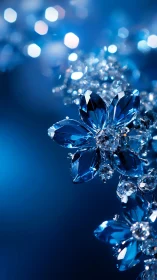 Sparkling sapphire flower jewels glowing in dreamy blue light.