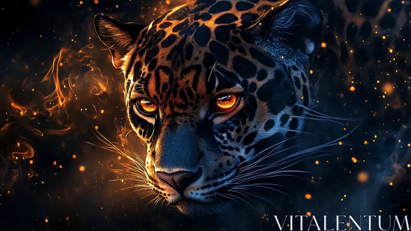 Majestic Leopard Ablaze with Golden Fire and Wonder.