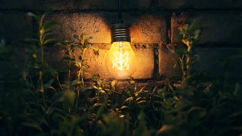 Garden shadows listen while a lone bulb whispers light