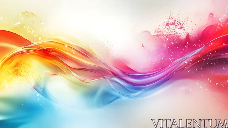 Digital painting of flowing chromatic waveforms in motion.