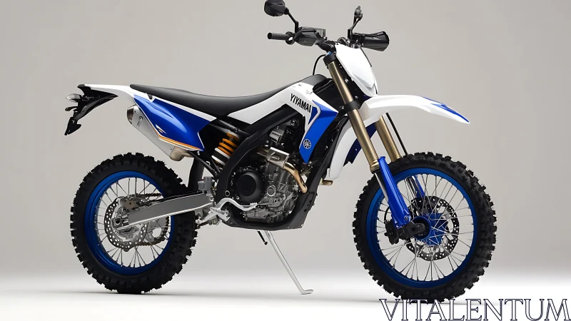 Off-road enduro motorcycle rendered in clean studio lighting