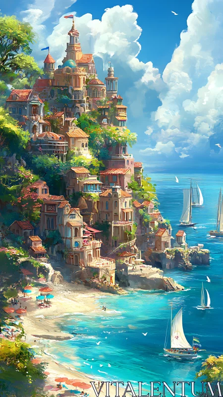 Clifftop Castle Dreams: Where Sunlit Architecture Meets Turquoise Waters