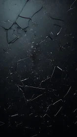 Shimmering cracked glass floats gently in a dark void