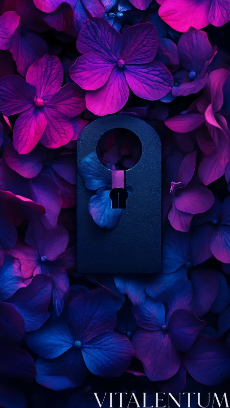 Neon Petals Conceal: Cyberpunk Keyhole Through Bioluminescent Botanicals.