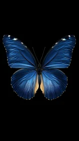 Iridescent blue butterfly rendered in hyperreal detail.