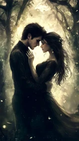 Entwined Souls Illuminated by Woodland Ethereality